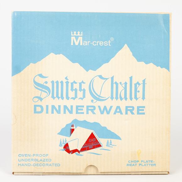 Marcrest Swiss Alpine Chalet Ceramic 11-1/2" Serving Platter USA 1960s MCM NOS - Picture 6 of 7